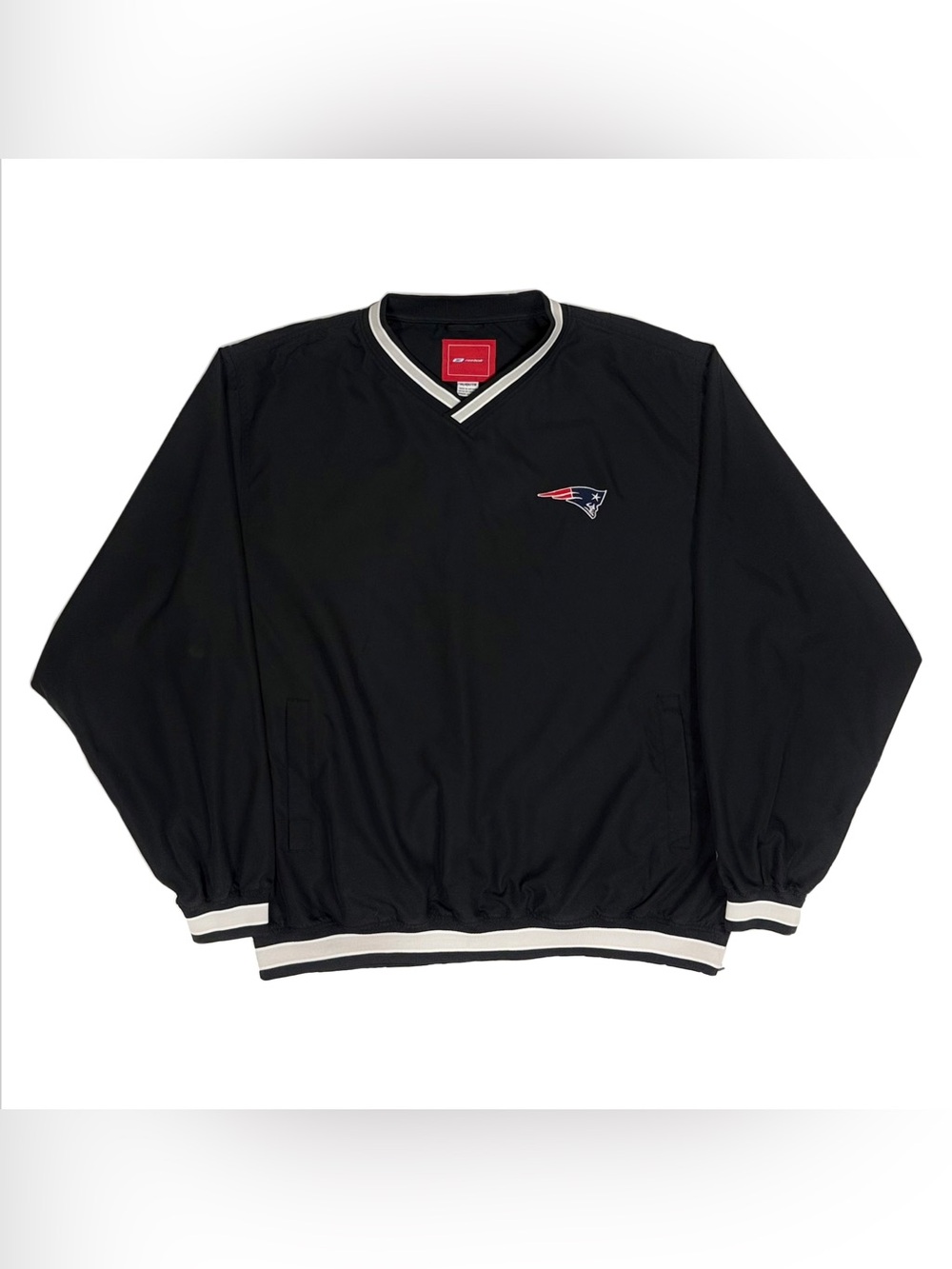 Vtg Y2K Reebok New England Patriots Black V Neck Pullover Windbreaker Men XL